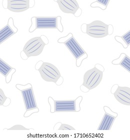 Seamless pattern with medicine masks on white background. Protection against diseases, influenza, coronavirus. Vector illustration.
