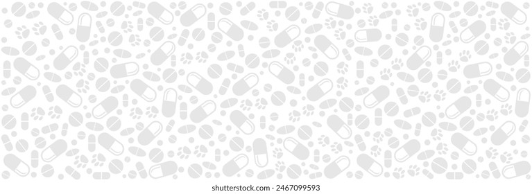 Nahtloses Muster mit Medikamenten, Kapseln, Medikamenten, Medikamenten, Pillen und Tabletten. Medizinische Apotheke Hintergründe und Texturen. Medizin nahtlose Muster. Vektorillustration 