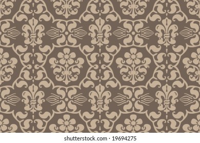 Seamless pattern with medieval (or just retro) classic motive; also you could see a famous heraldic flower "Fleur-de-lys"