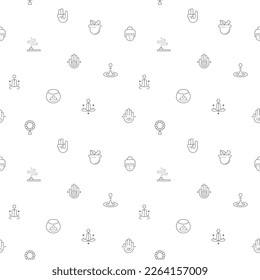 Seamless pattern with meditation icon on white background. Included the icons as lotus, relaxation, wellness, zen, meditate, mind, asana and design elements And Other Elements.