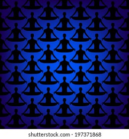 seamless pattern with meditation man silhouette