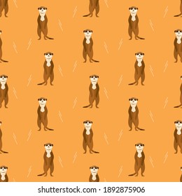seamless pattern meerkat animal on orange background vector wallpaper textile giftwrap