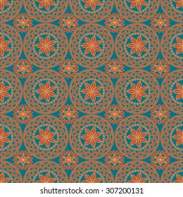 Seamless pattern mehendi indian round flower