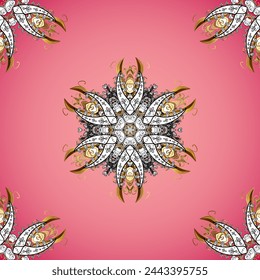 Seamless pattern mehndi floral lace of buta decoration items on pleasant colors. vector floral wedding decorative elements. Pink.