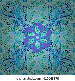 Seamless pattern mehndi floral lace of buta decoration items on colorful background. Vector floral wedding decorative elements.