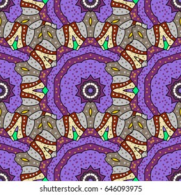 Seamless pattern mehndi floral lace of buta decoration items on blue background. Vector floral wedding decorative elements.