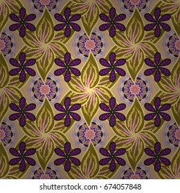 Seamless pattern mehndi floral lace of buta decoration items on background. Vector floral wedding decorative elements.