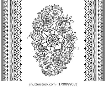 Set Mehndi Flower Pattern Seamless Border Stock Vector (royalty Free 