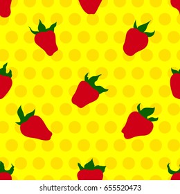 Seamless pattern with mellow strawberries on the colorful background.