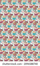 Seamless pattern with melting coffee milkshake. Dessert drink coffee and caramel. Vector illustration in flat style. Cappuccino. Latte. Irish cream coffee. Ice cream, milkshake, cocktail. Whipped foam