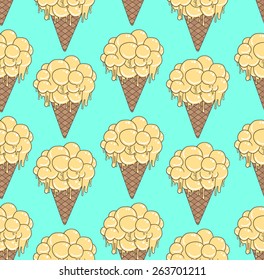 Seamless pattern with melting ice cream