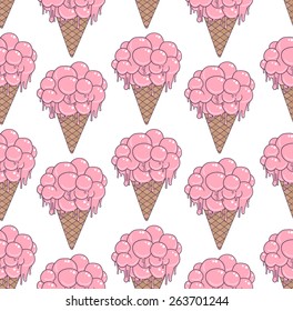 Seamless pattern with melting ice cream
