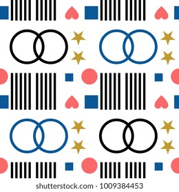 Seamless pattern memphis 90s  tartan style.