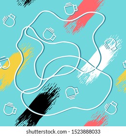 seamless pattern memphis coffee abstract background vector