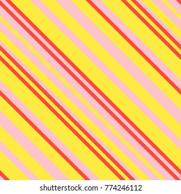Seamless Pattern in Memphis Neon Colors, Straight Diagonal Thin Line Abstract Background, Striped Geometric Ornament, Vector Parallel Slanting, Oblique Lines Texture
