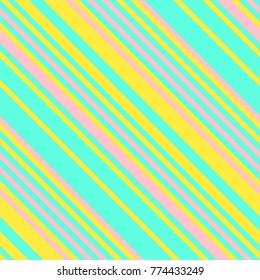 Seamless Pattern in Memphis Neon Colors, Straight Diagonal Thin Line Abstract Background, Striped Geometric Ornament, Vector Parallel Slanting, Oblique Lines Texture