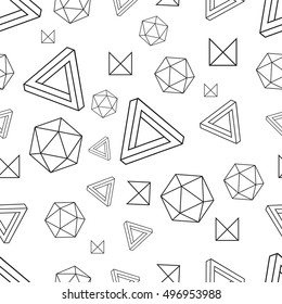 Seamless pattern memphis style. Abstract geometry. Black and white
