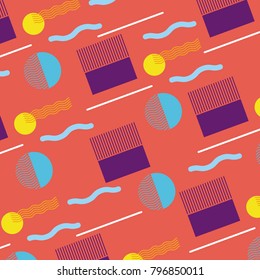 seamless pattern memphis style with simple geometric elements shapes