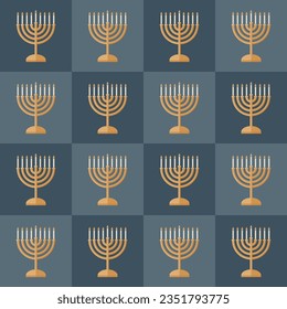 Seamless pattern with menorah for Hanukkah print, wallpapers, wrapping paper