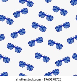 seamless pattern with men's glasses on a white background