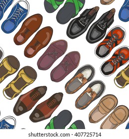 Seamless pattern with men's shoes. Vector  illustration for your design