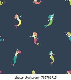 Seamless pattern with mermaids