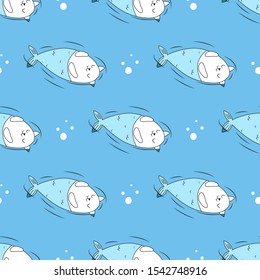 Seamless pattern with mermaids-cats. Background with animals.