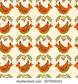 Seamless pattern Merry Christmas 2022.Branch leaves elegante xmas design. Vector illustration.