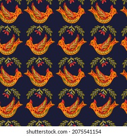 Seamless pattern Merry Christmas 2022.Branch leaves elegante xmas design. Vector illustration.