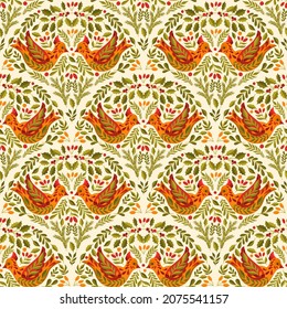 Seamless pattern Merry Christmas 2022.Branch leaves elegante xmas design.Vector illustration.