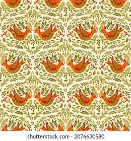 Seamless pattern Merry Christmas 2022.Branch leaves elegante xmas design.Vector illustration.