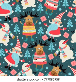 Seamless pattern. Merry Christmas. Can be used on packaging paper, fabric, background for different images, etc.