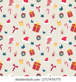 padrão sem emenda feliz natal e feliz ano novo presente decoração elemento plano design vetor ilustração