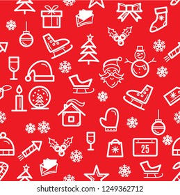 Seamless pattern. Merry Christmas. Red