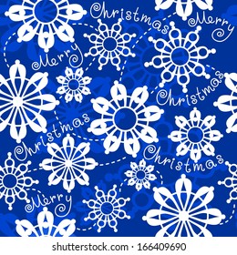 Seamless pattern Merry Christmas with snowflakes