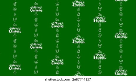 Patrón sin fisuras con texto de feliz Navidad e iconos en verde