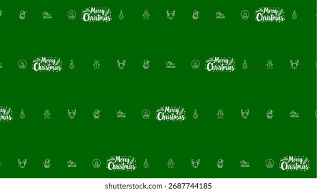 Patrón sin fisuras con texto de feliz Navidad e iconos en verde