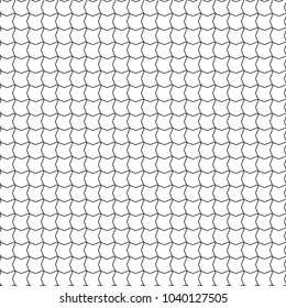 Seamless pattern. Mesh, fishnet, lace. Black thin wavy lines on white backdrop.  Monochrome background, simple repeat texture. Vector.