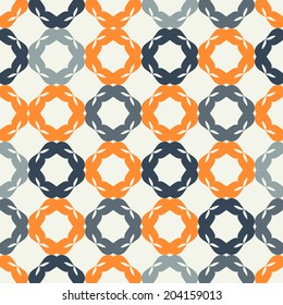 Seamless pattern mesh in flat minimalistic style, blue and orange on white background