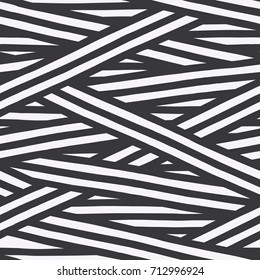 Seamless pattern with messy black stripes