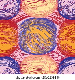 Seamless pattern with messy rough tangled clews in orange, blue, red, pink colors for web design