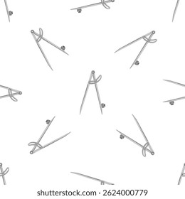 Seamless pattern with metal drawing compass, perfect for backgrounds, wrapping paper, or any design project requiring a technical or educational theme
