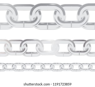 seamless pattern metal silver chains isolated on white background