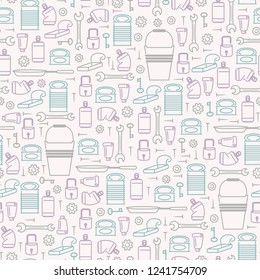 Seamless pattern with metal trash. Line style vector illustration