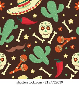 seamless pattern with mexican attributes