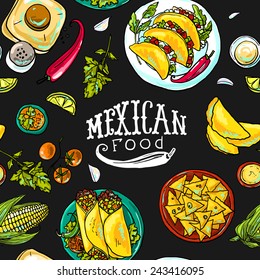 seamless pattern mexican food