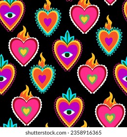 Seamless pattern of Mexican hearts