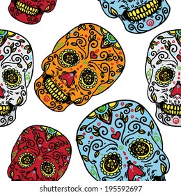 seamless pattern with mexican skulls