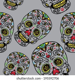 seamless pattern with mexican skulls