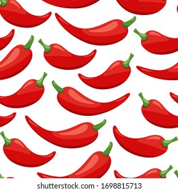 Seamless pattern of Mexican traditional food - hot chili peppers. Vector